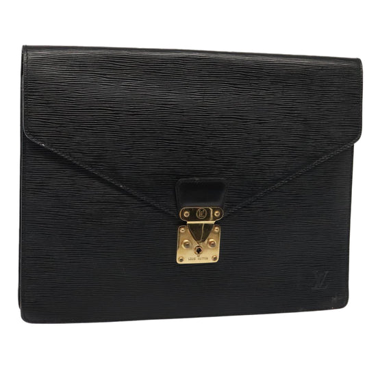 Louis Vuitton Senateur Black Leather Clutch Bag