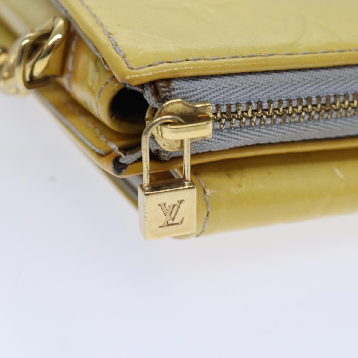 Louis Vuitton Mott Yellow Patent Leather Clutch Bag