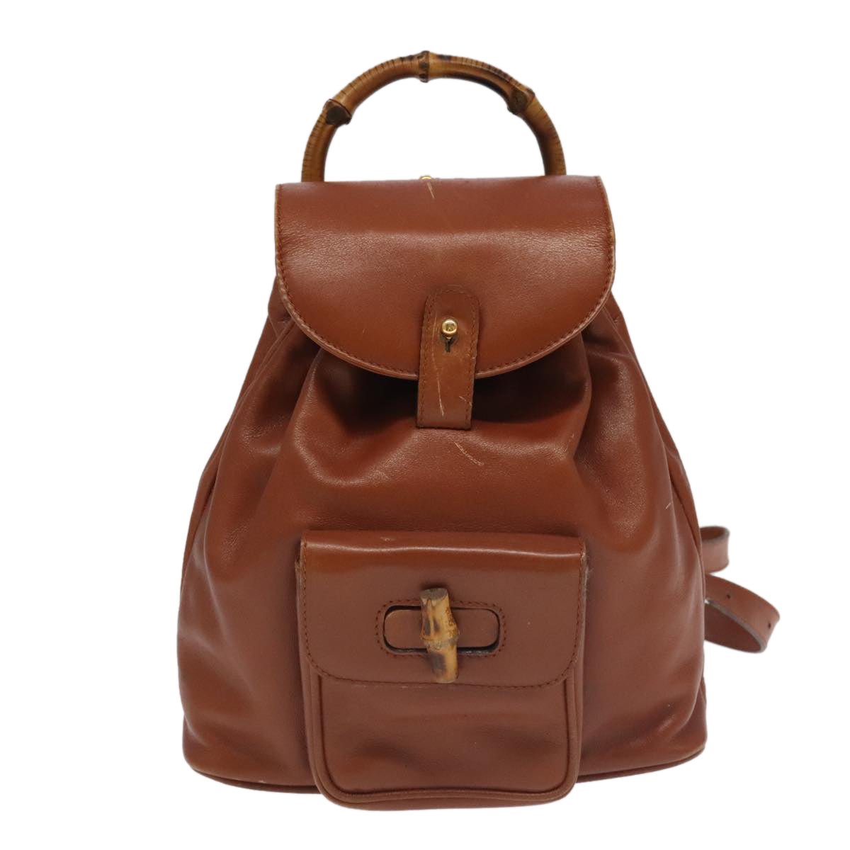Gucci Bamboo Brown Leather Backpack Bag