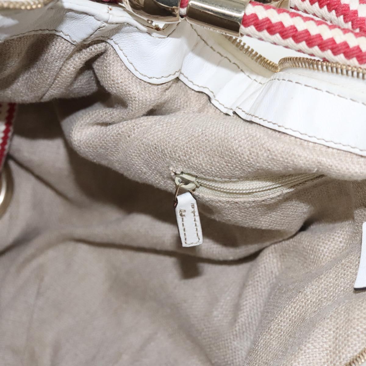 Gucci White Leather Tote Bag
