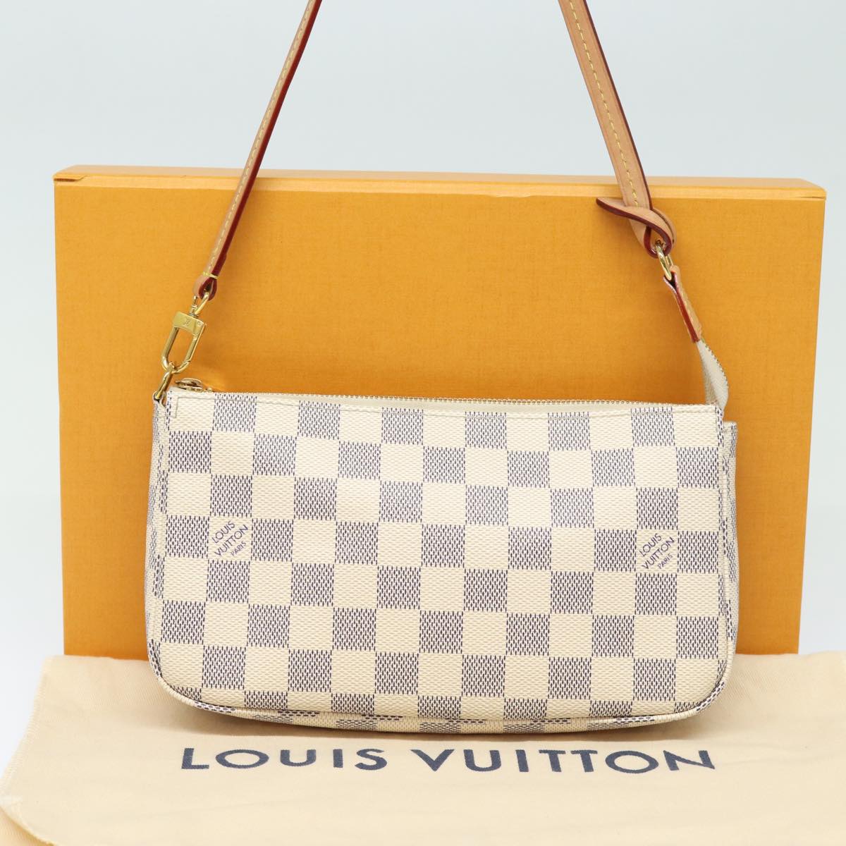 Louis Vuitton Pochette Accessoires White Canvas Clutch Bag