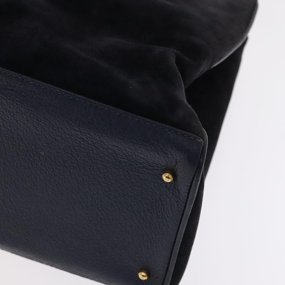 Gucci Bamboo Navy Suede Handbag