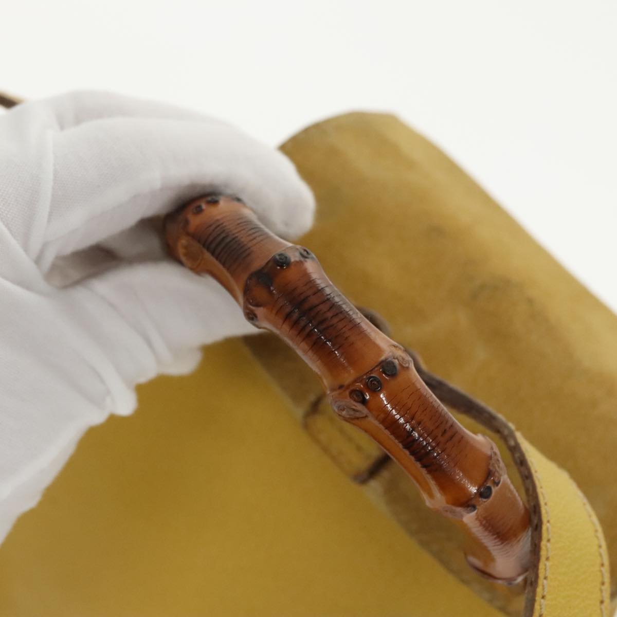 Gucci Bamboo Yellow Leather Backpack Bag