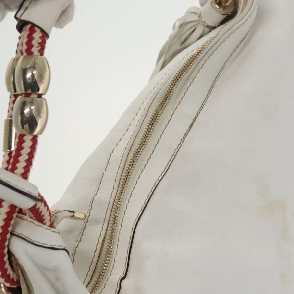 Gucci White Leather Tote Bag