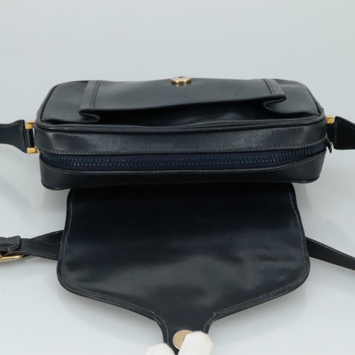 Gucci Interlocking G Navy Leather Shoulder Bag