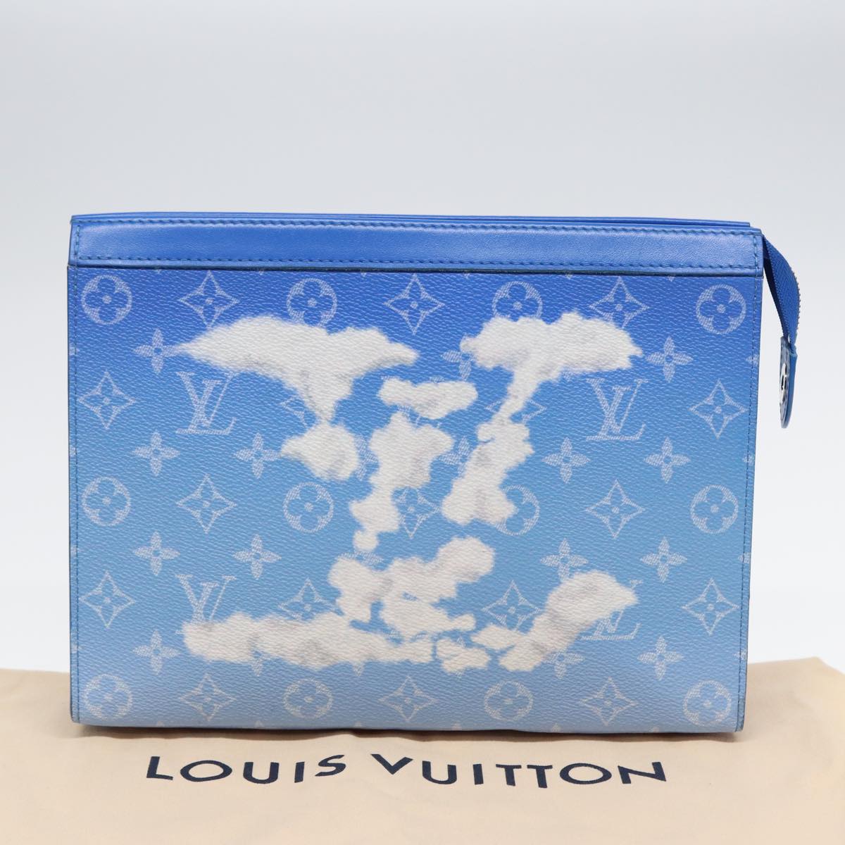 Louis Vuitton Pochette Voyage Blue Cloth Clutch Bag