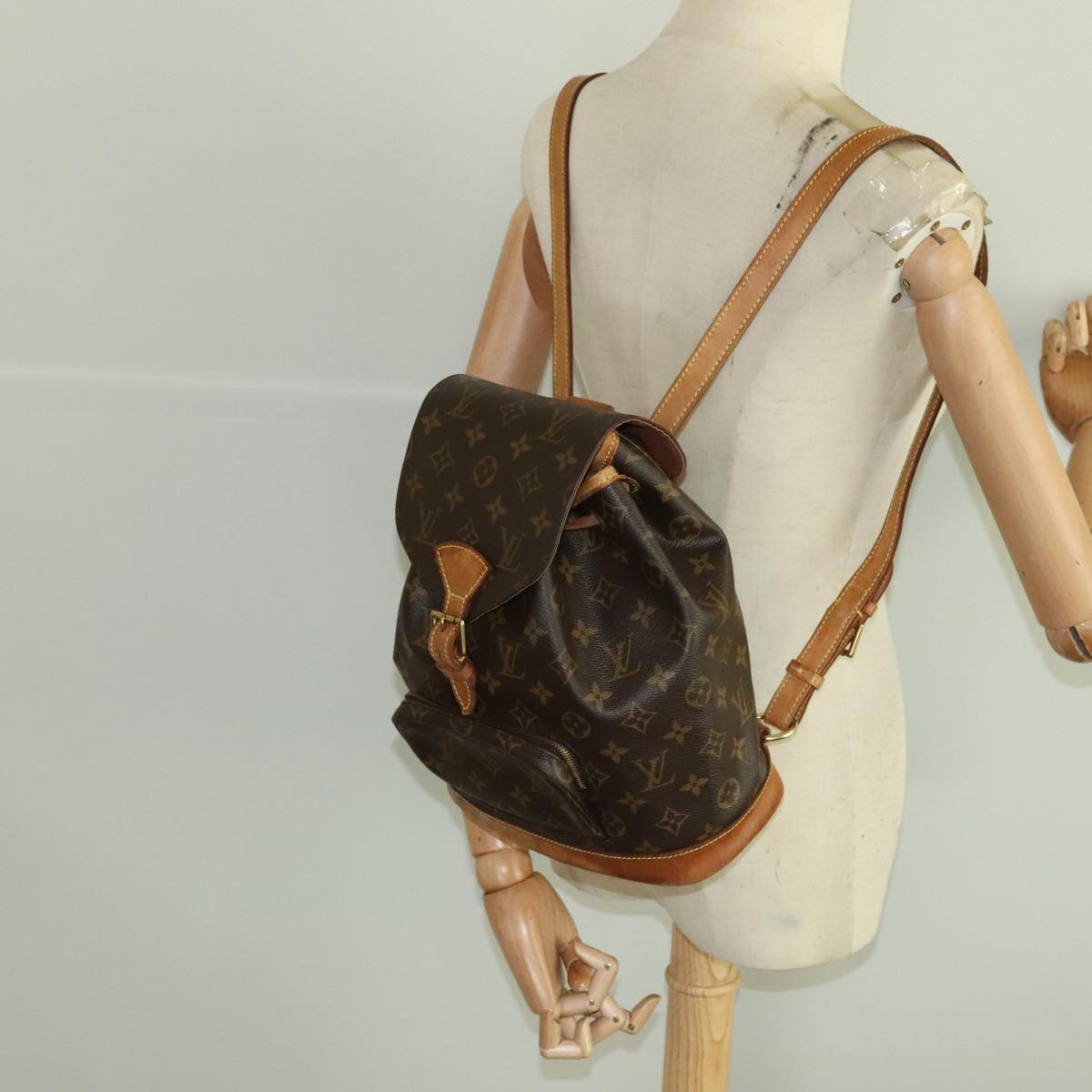 Louis Vuitton Montsouris Mm Brown Canvas Backpack Bag
