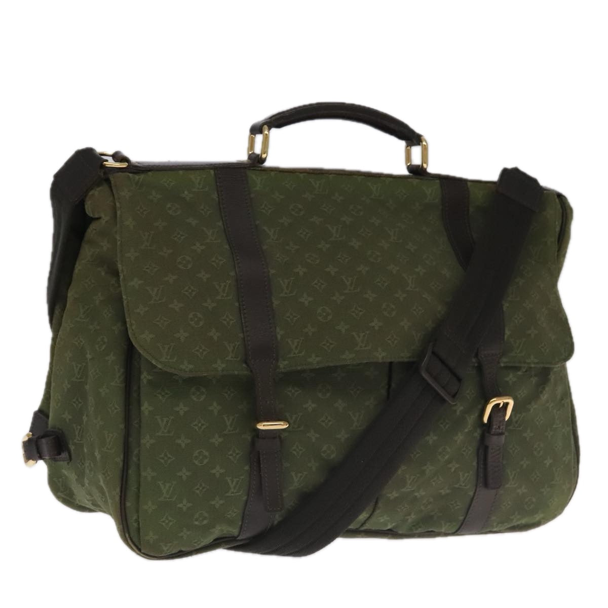 Louis Vuitton Denise Khaki Canvas Shoulder Bag