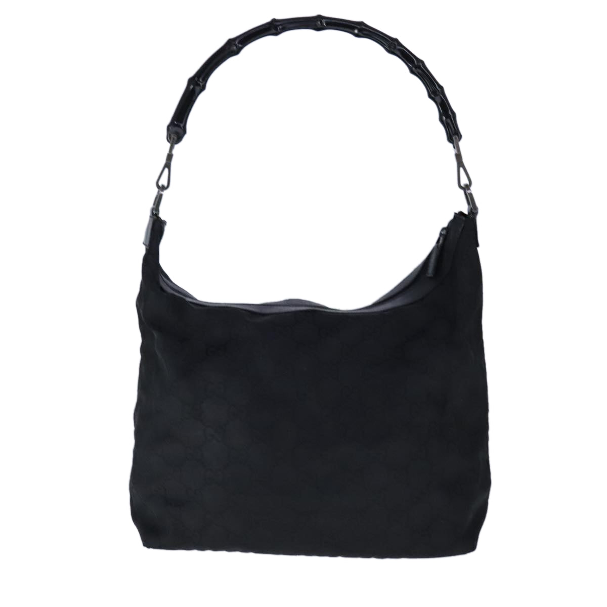 Gucci Bamboo Black Canvas Shoulder Bag