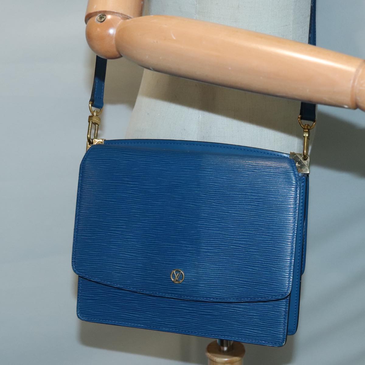 Louis Vuitton Grenelle Blue Leather Shoulder Bag