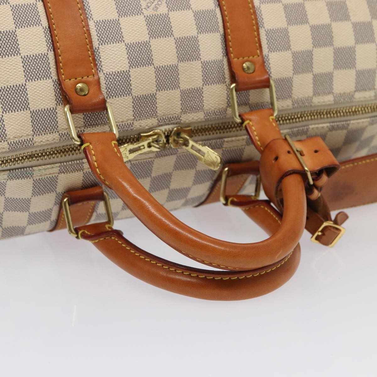Louis Vuitton Keepall Bandouliere 45 White Canvas Travel Bag