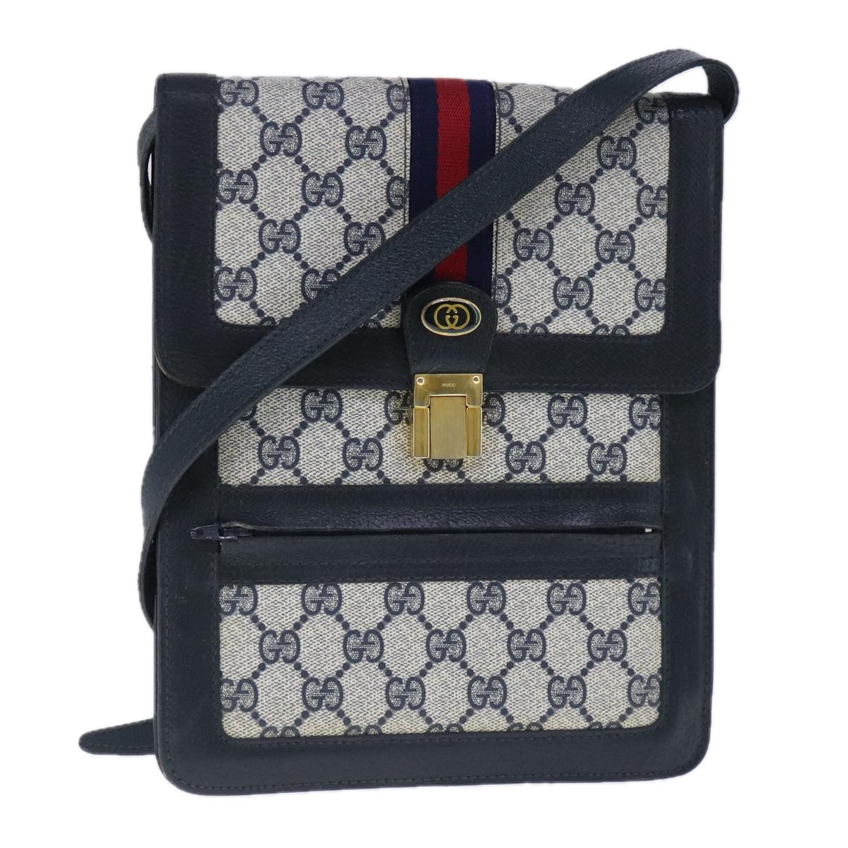 Gucci Sherry Navy Leather Shoulder Bag