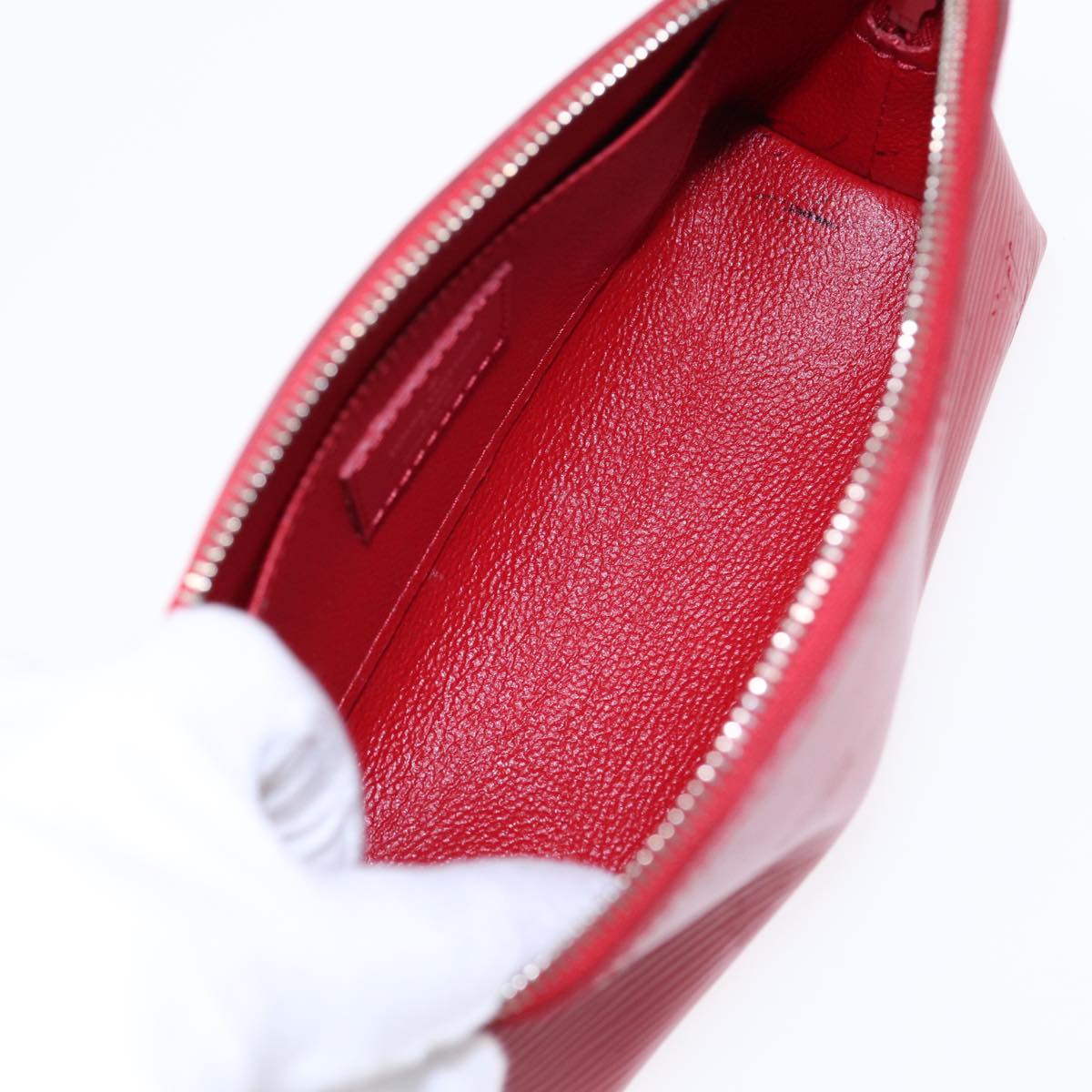 Louis Vuitton Cosmetic Pouch Red Leather Clutch Bag