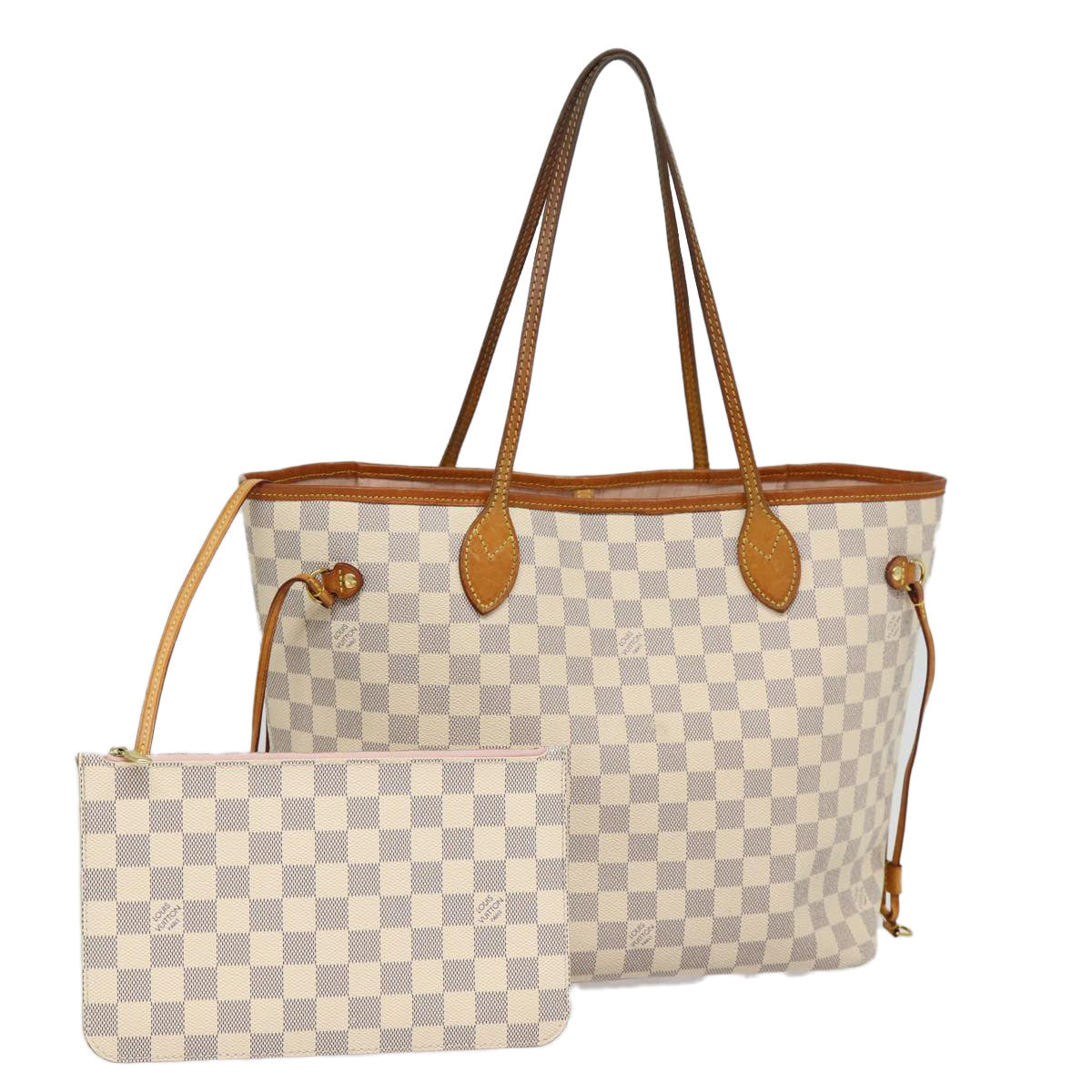 Louis Vuitton Neverfull Mm White Canvas Tote Bag