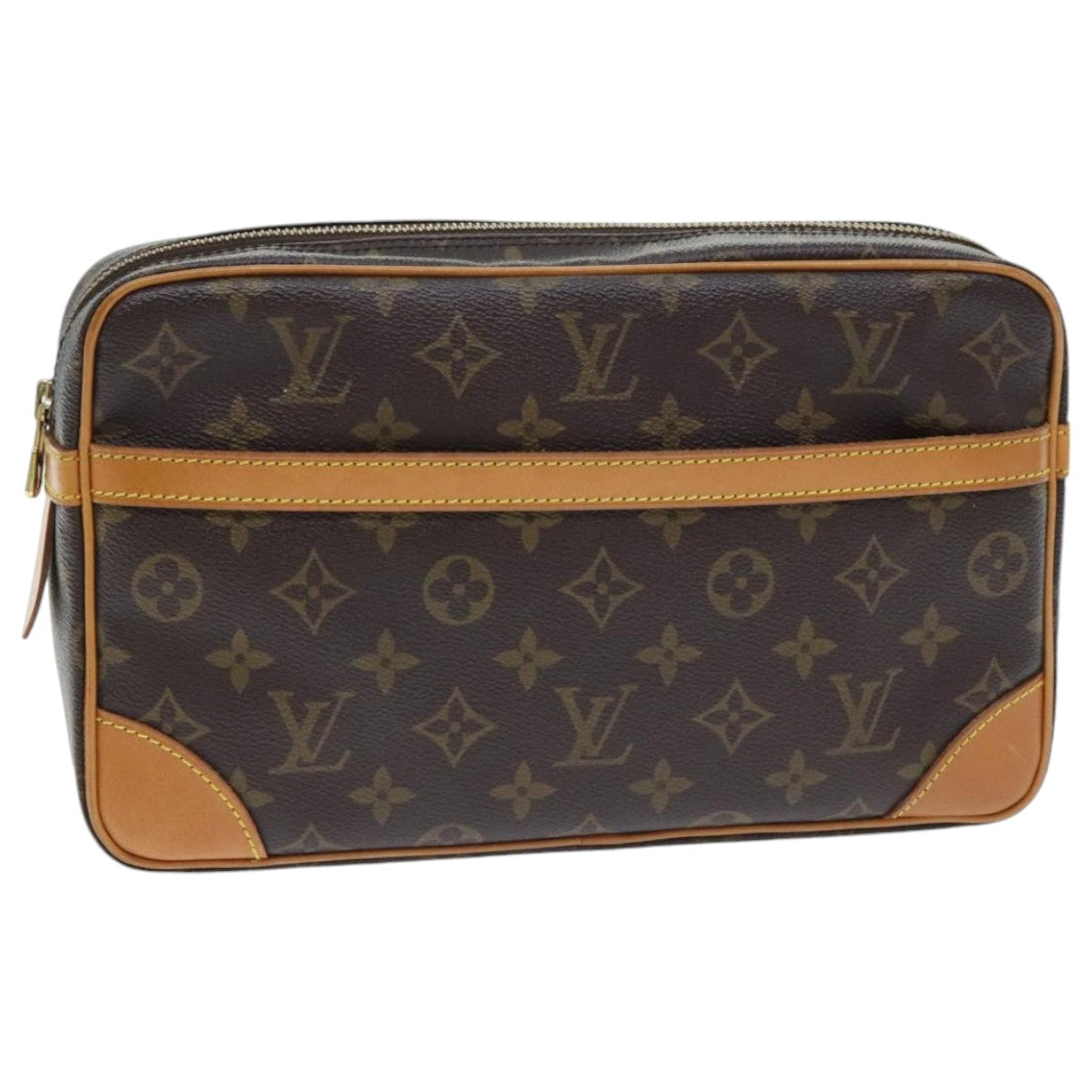 Louis Vuitton Compiegne 28 Brown Canvas Clutch Bag