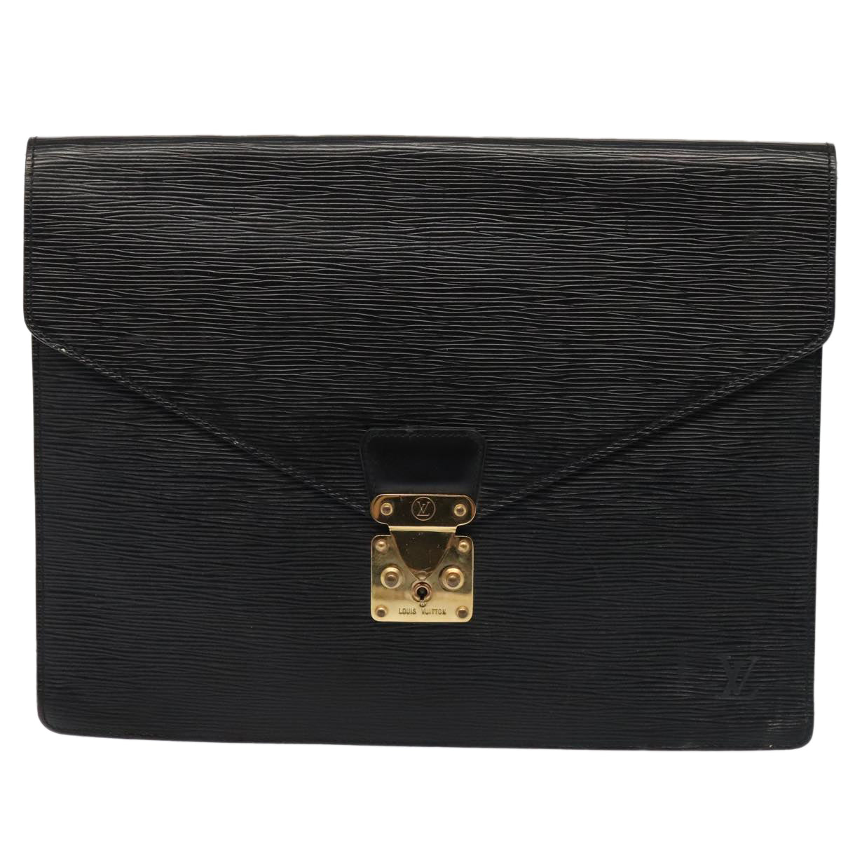 Louis Vuitton Senateur Black Leather Clutch Bag