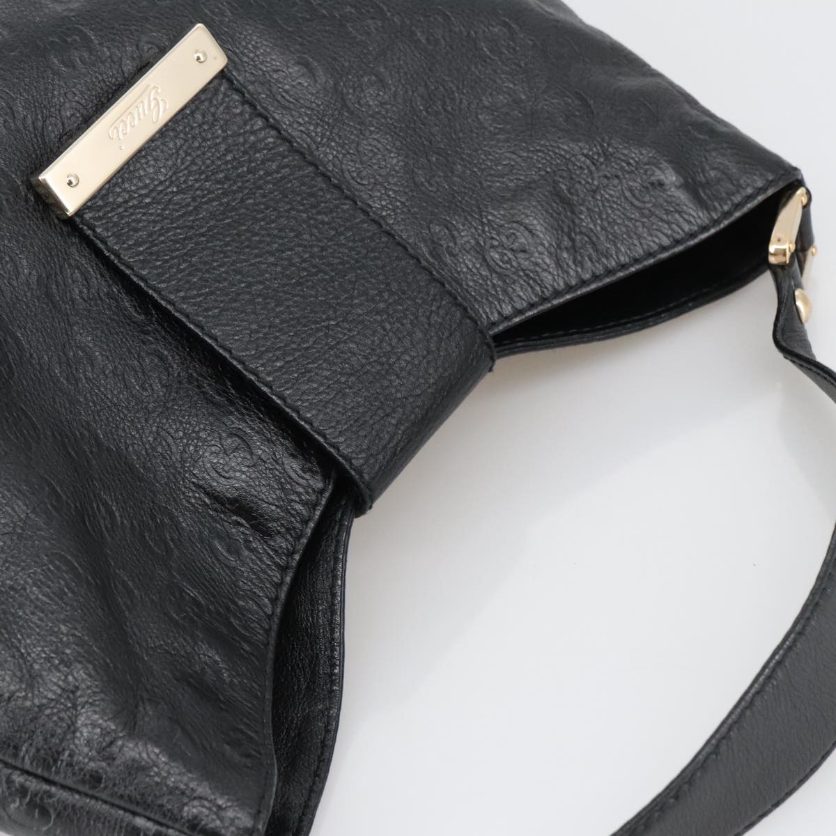 Gucci Guccissima Black Leather Shoulder Bag