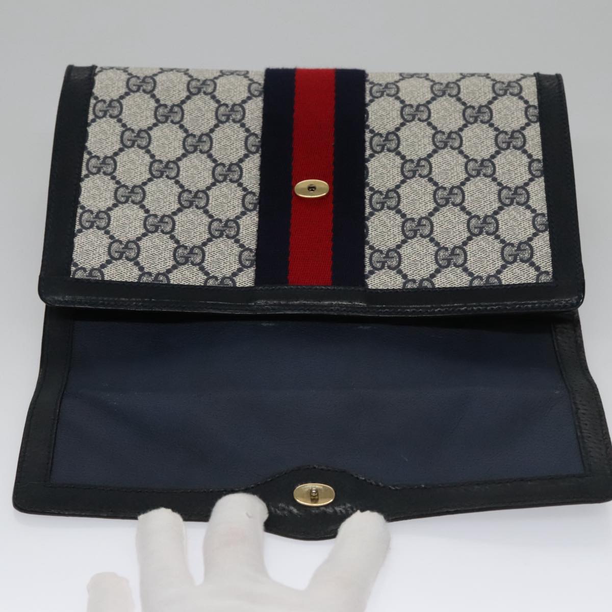 Gucci Gg Canvas Navy Canvas Clutch Bag