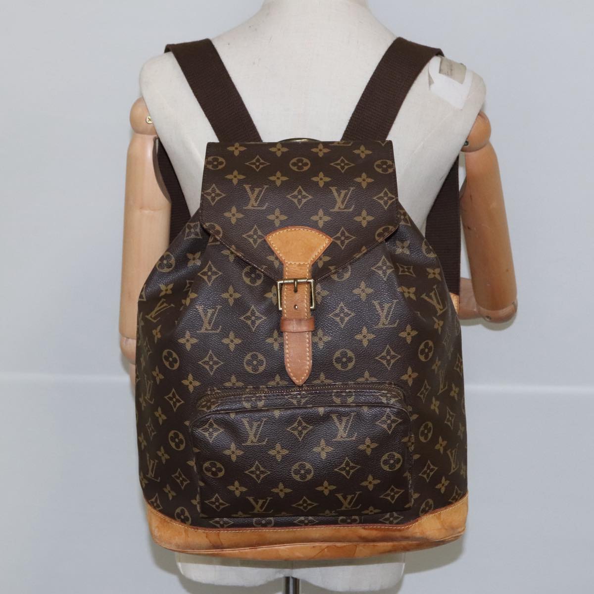 Louis Vuitton Montsouris Gm Brown Canvas Backpack Bag