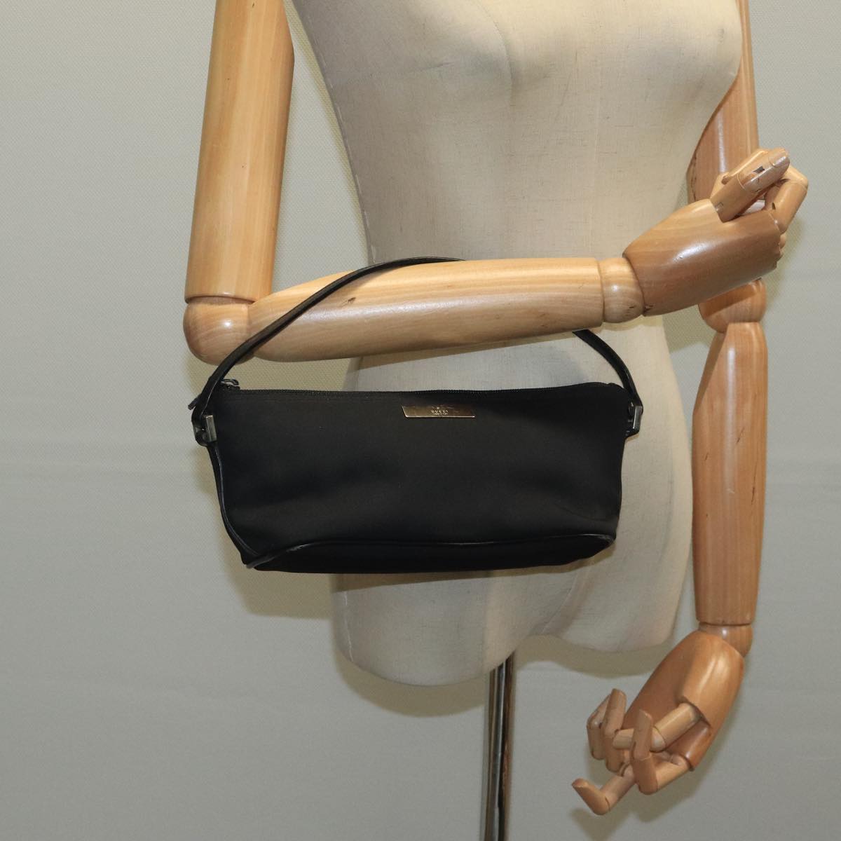 Gucci Baguette Black Canvas Clutch Bag