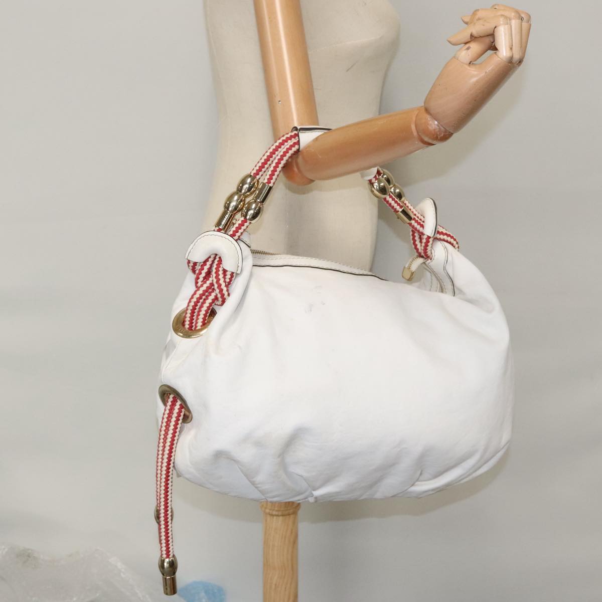 Gucci White Leather Tote Bag