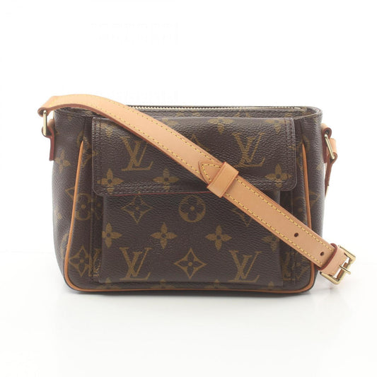 Louis Vuitton Brown Coated Canvas Leather Shoulder Bag ()