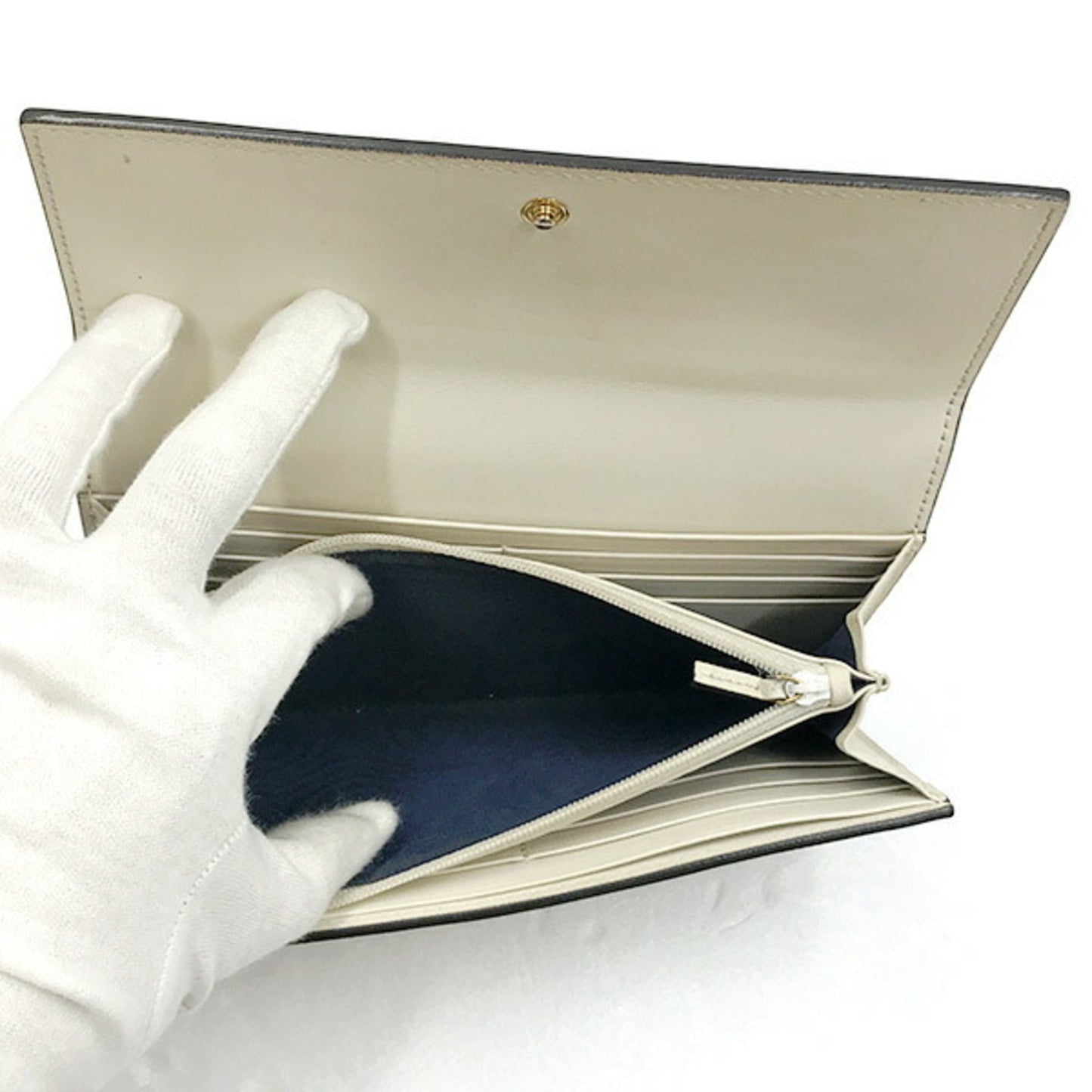 Gucci Navy Pvc Long Bill Wallet (Bi-Fold)