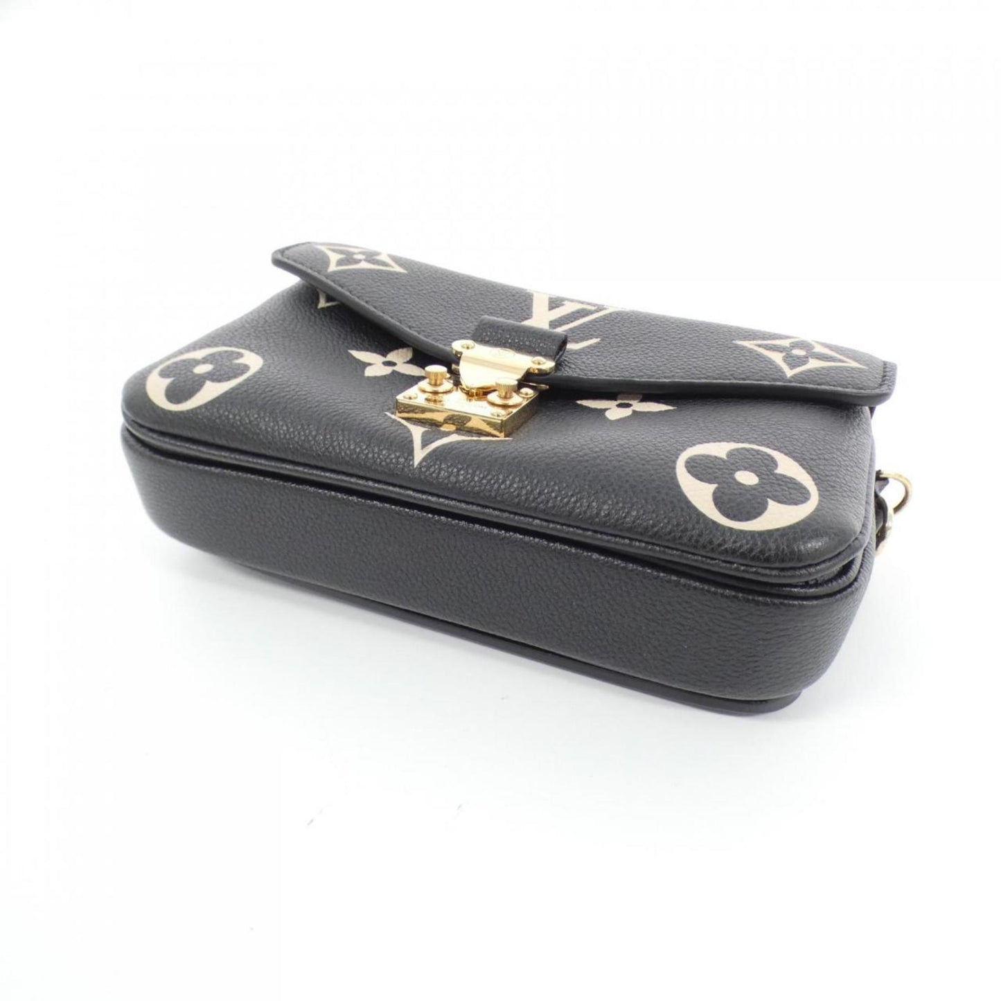 Louis Vuitton Beige Black Leather Pochette Shoulder Bag