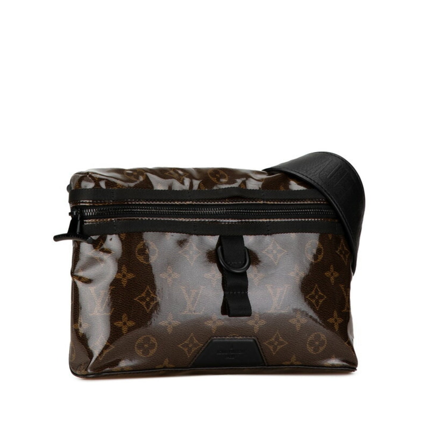 Louis Vuitton Black Brown Vinyl Leather Shoulder Bag
