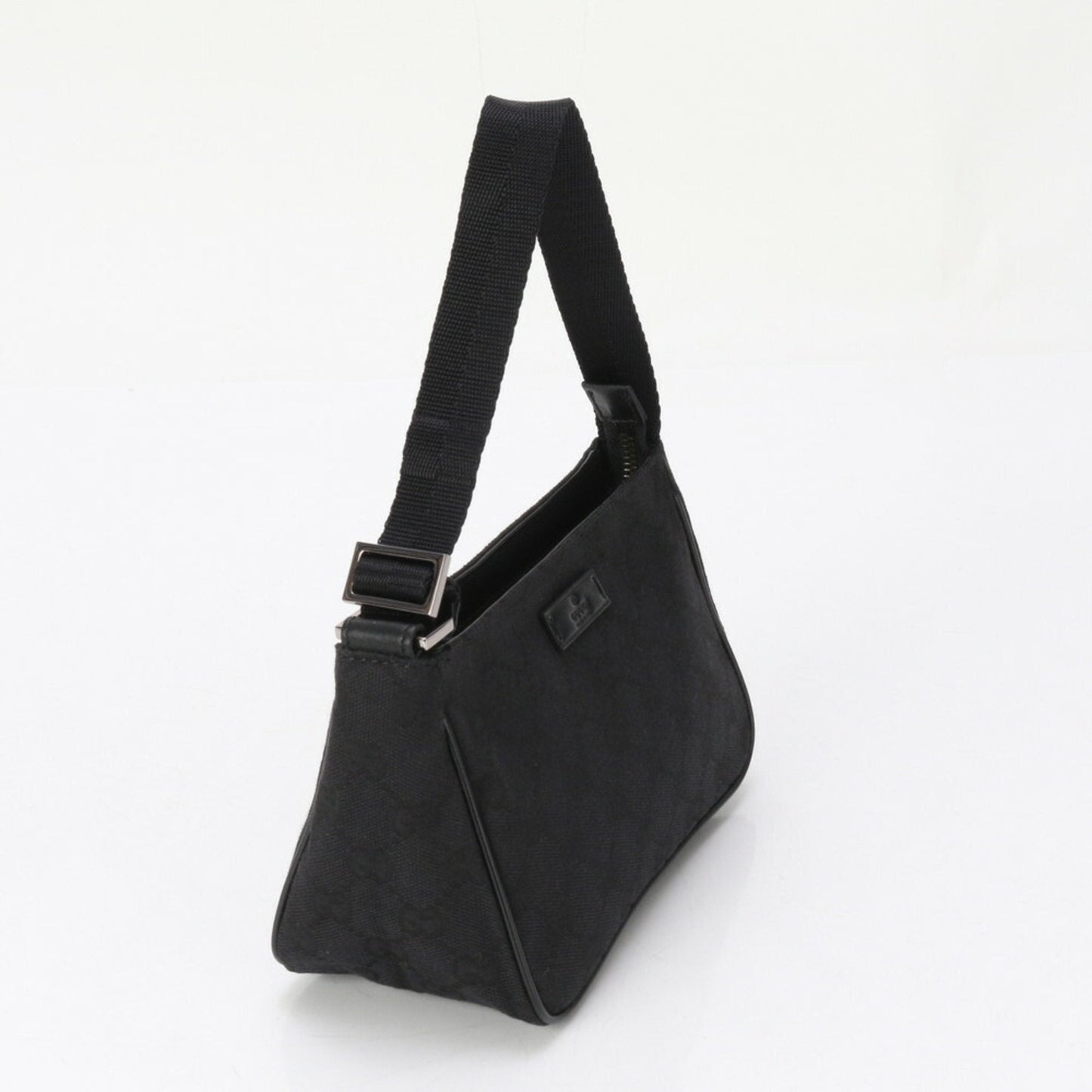 Gucci Gg Canvas Black Leather Canvas Handbag Tote Bag