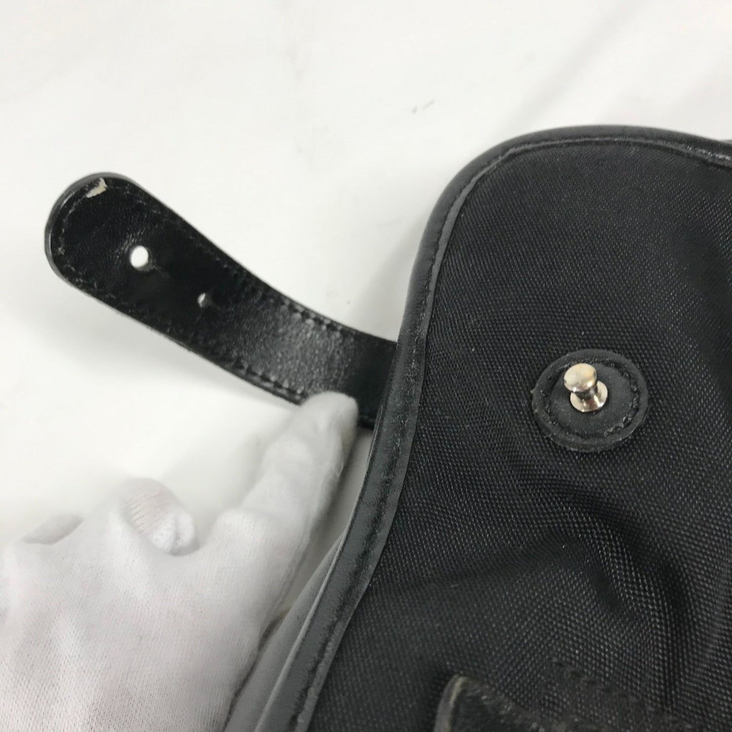 Gucci Black Nylon Leather Handbag Tote Bag