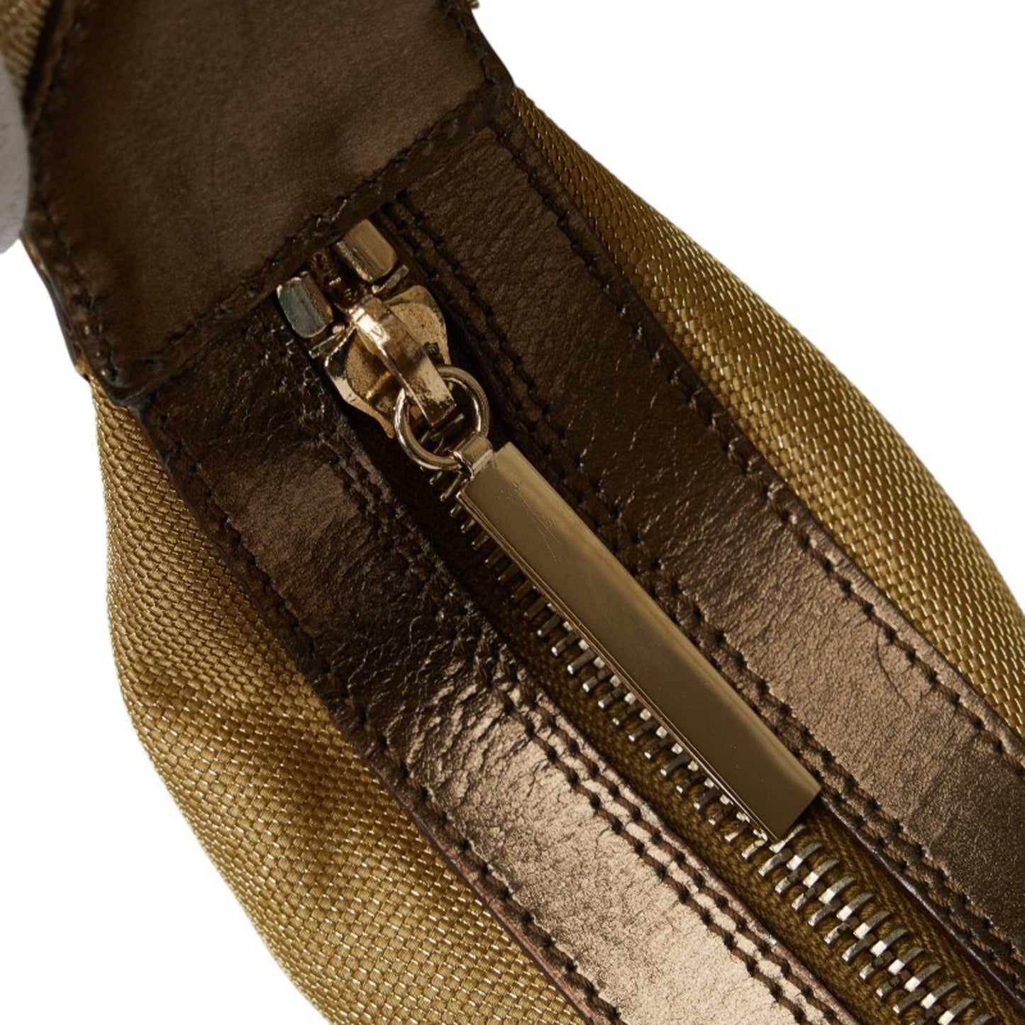Gucci Gold Canvas Leather Shoulder Bag