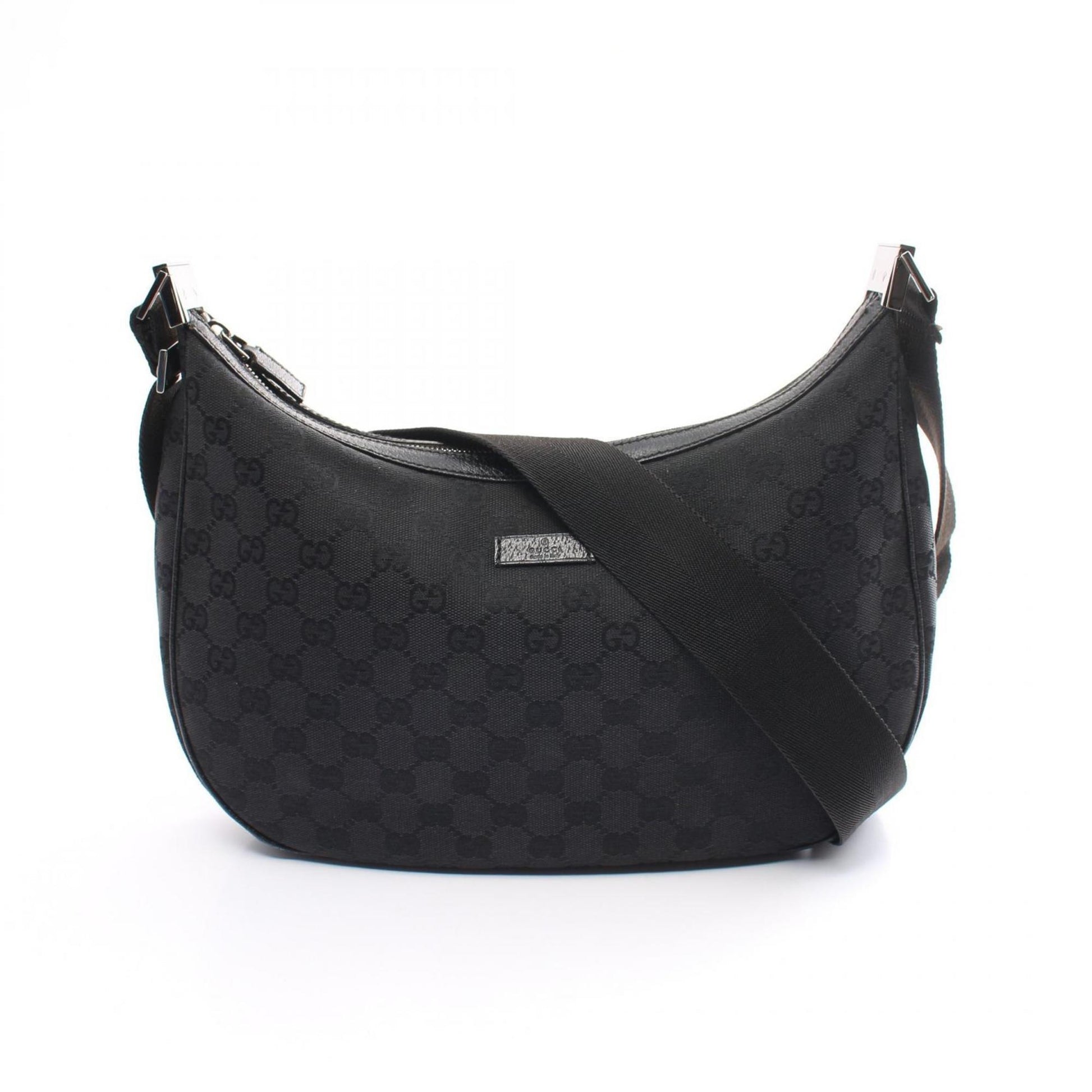 Gucci Black Gg Canvas Leather Shoulder Bag ()