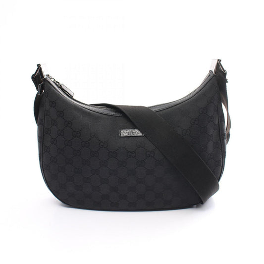 Gucci Black Gg Canvas Leather Shoulder Bag ()