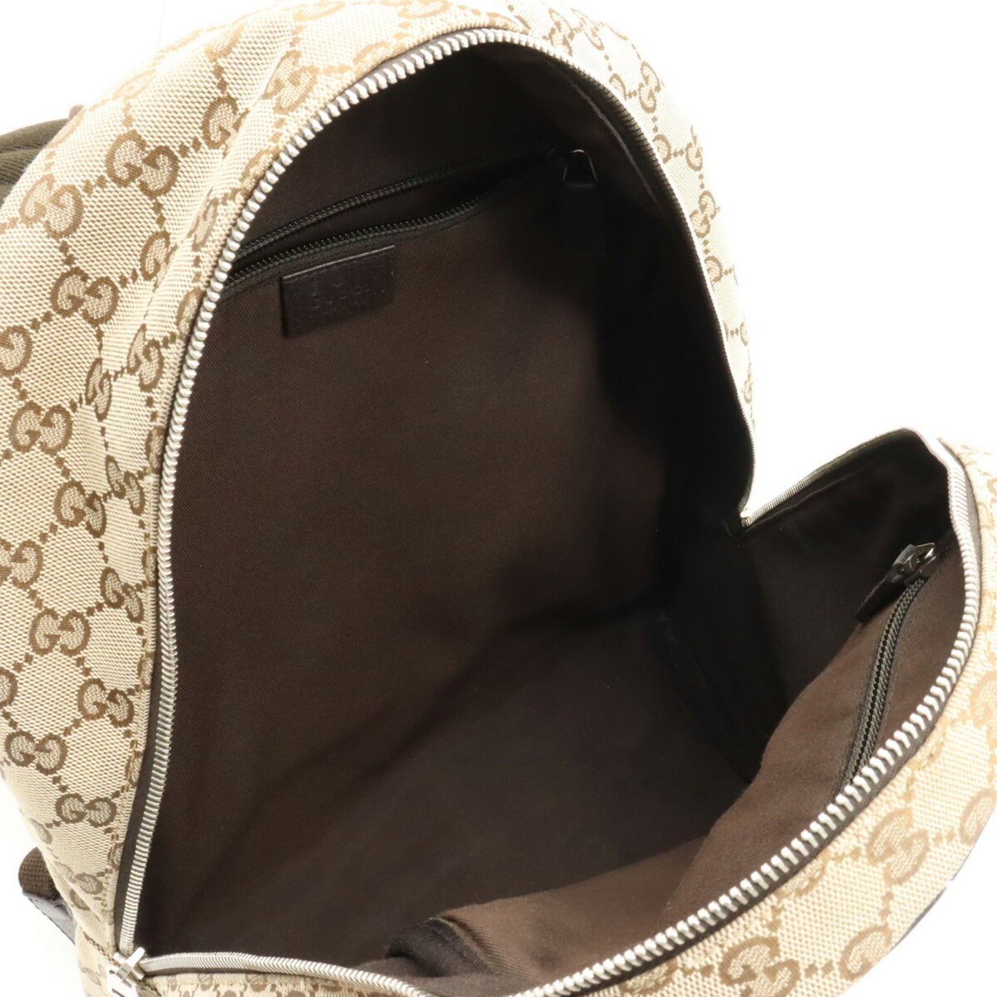 Gucci Beige Dark Brown Canvas Leather Backpack