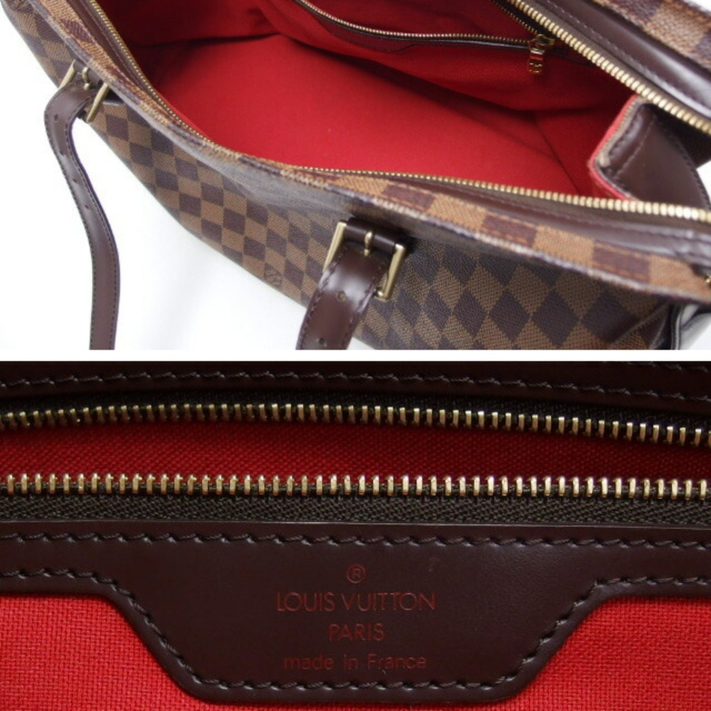 Louis Vuitton Dark Brown Damier Canvas Leather Shoulder Bag Tote Bag