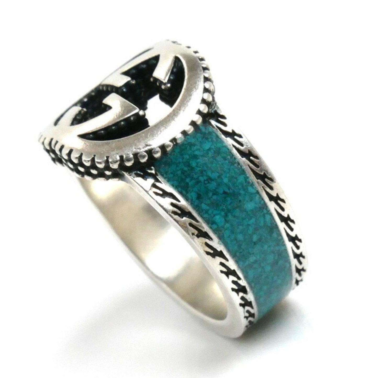 Gucci Silver Enamel Silver 925 Band Ring