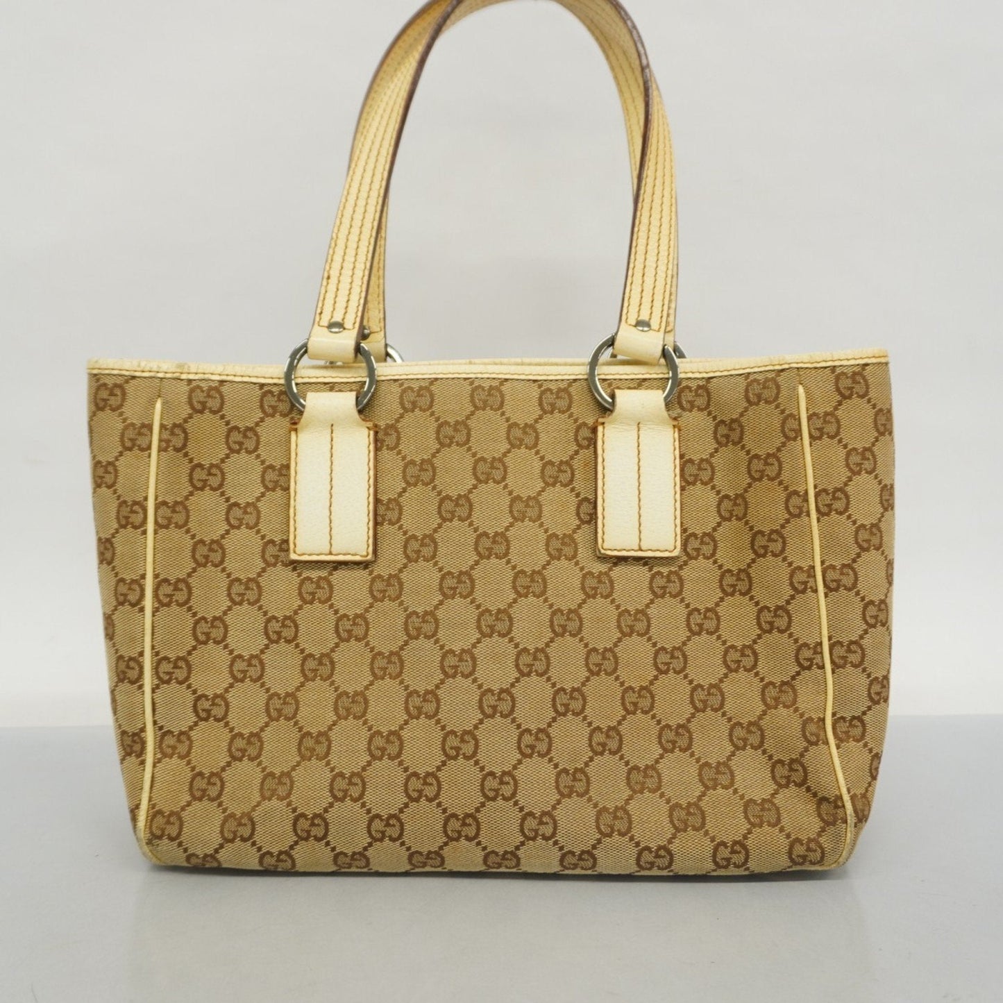 Gucci Brown Ivory Canvas Tote Bag