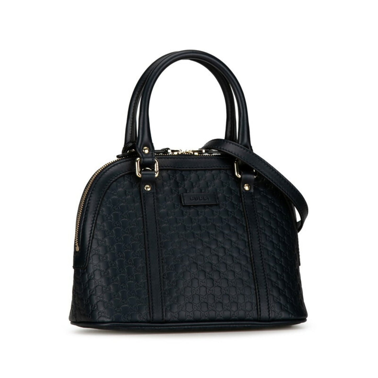 Gucci Gold Navy Leather Handbag Shoulder Bag