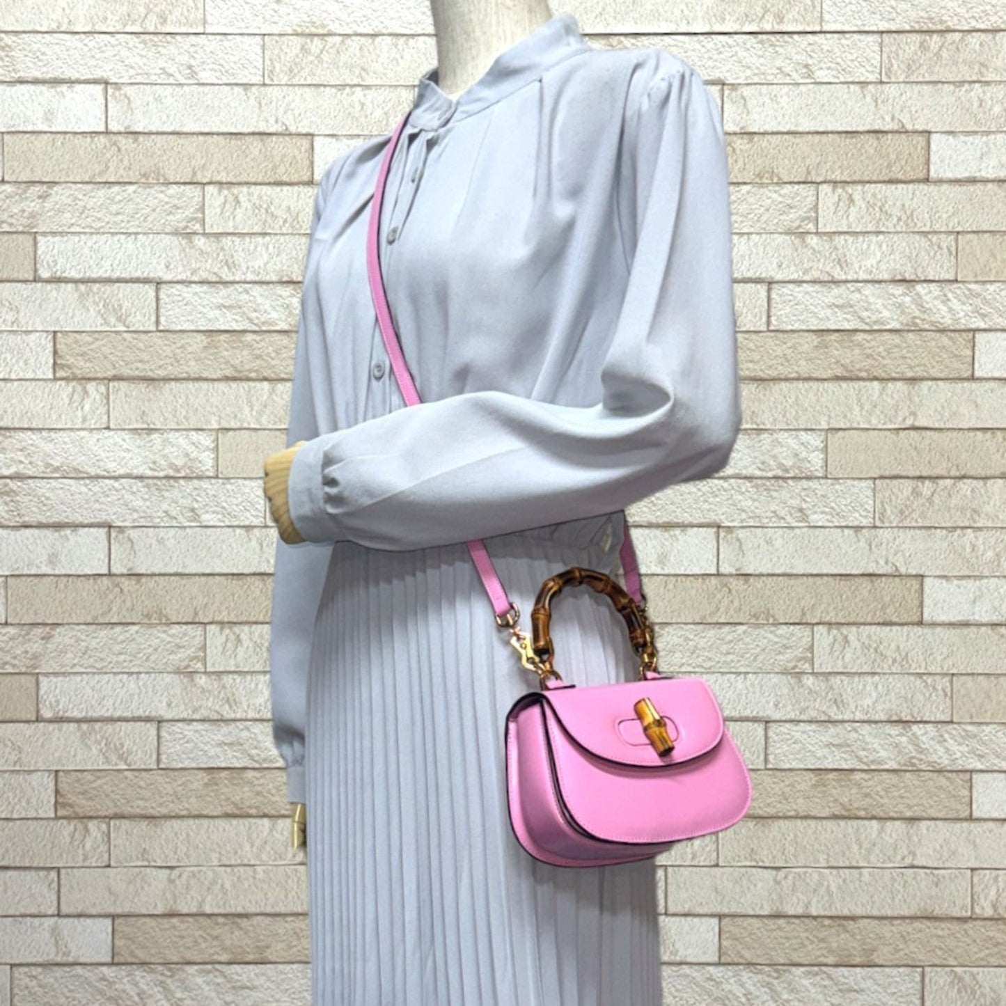 Gucci Pink Bamboo Shoulder Bag