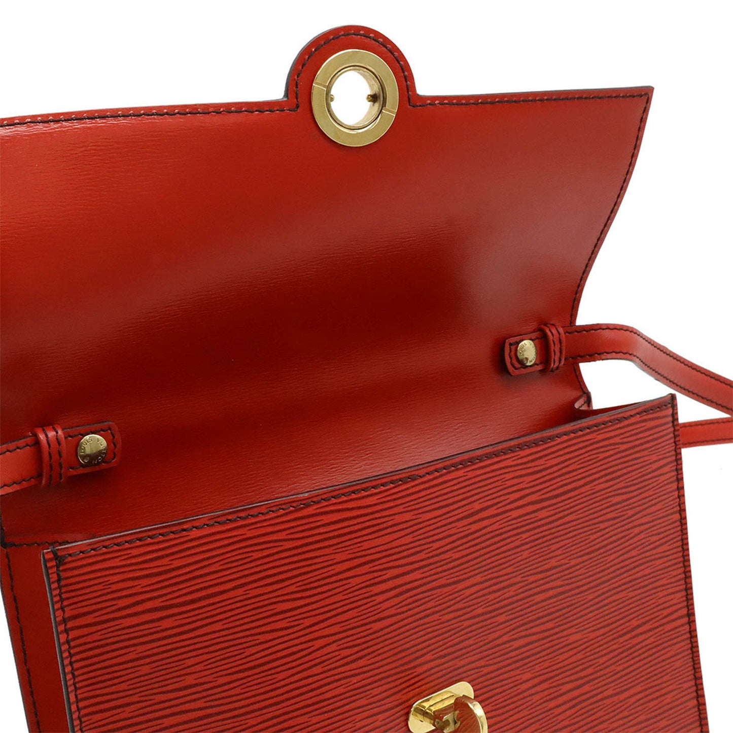 Louis Vuitton Castilian Red Epi Leather Clutch Bag Pochette Shoulder Bag