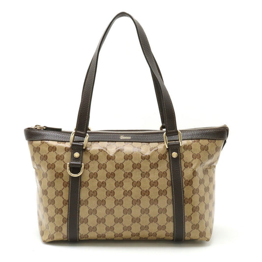 Gucci Dark Brown Coated Canvas Leather Tote Bag