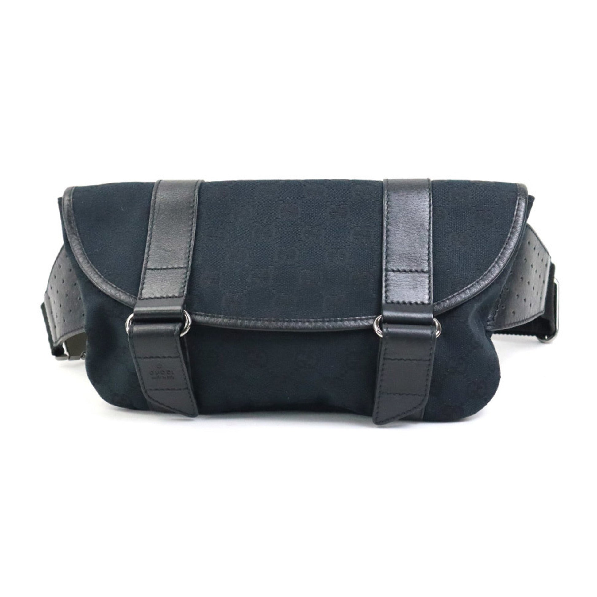Gucci Black Canvas Leather Sling Bag ()