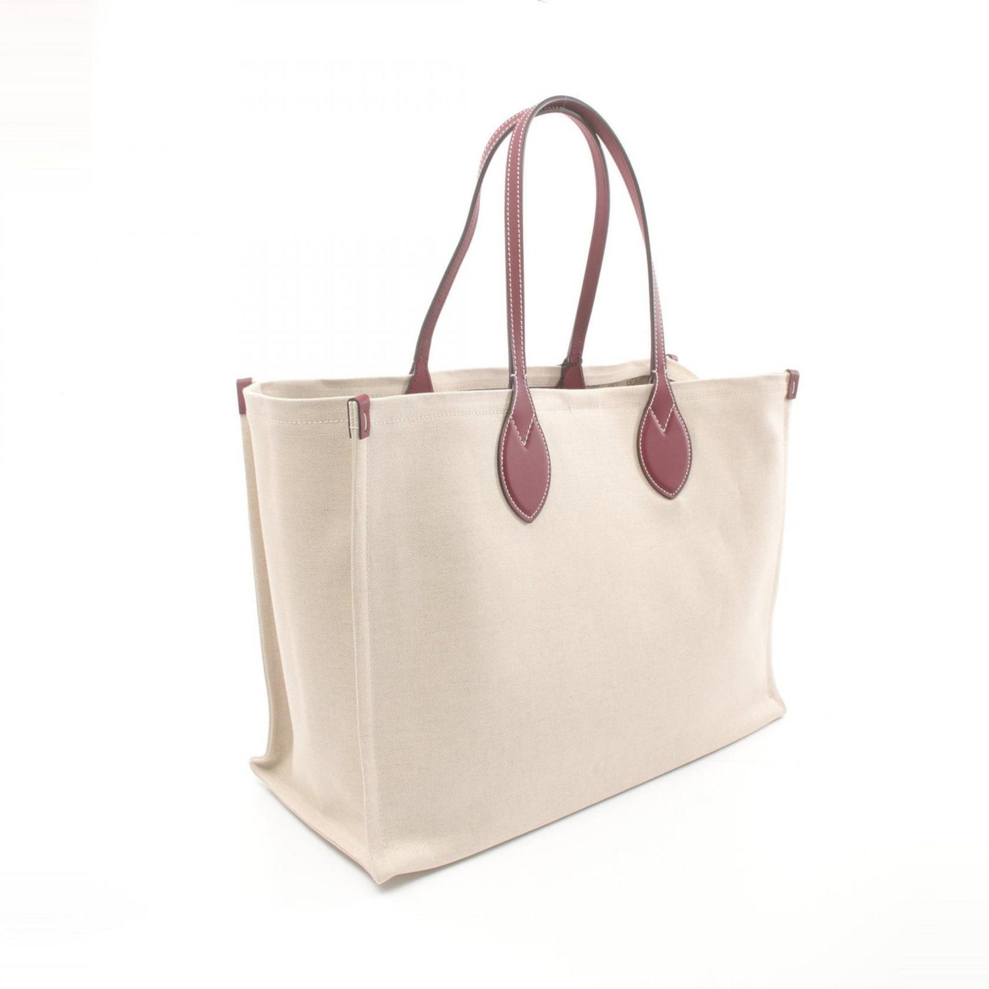 Gucci Beige Bordeaux Green Canvas Leather Tote Bag