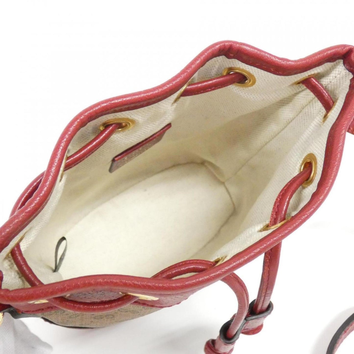 Gucci Beige Cherry Red Gg Supreme Leather Shoulder Bag