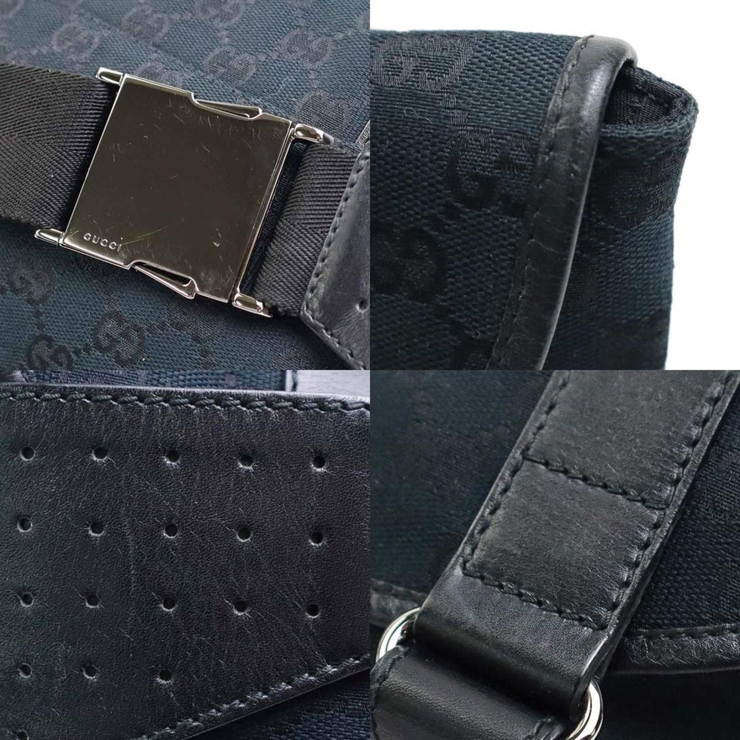 Gucci Black Canvas Leather Sling Bag