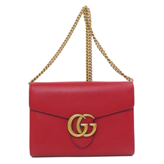 Gucci Red Color Leather Chain/Shoulder Wallet ()