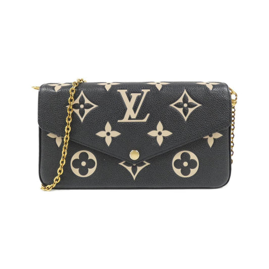 Louis Vuitton Beige Black Leather Pochette Shoulder Bag ()