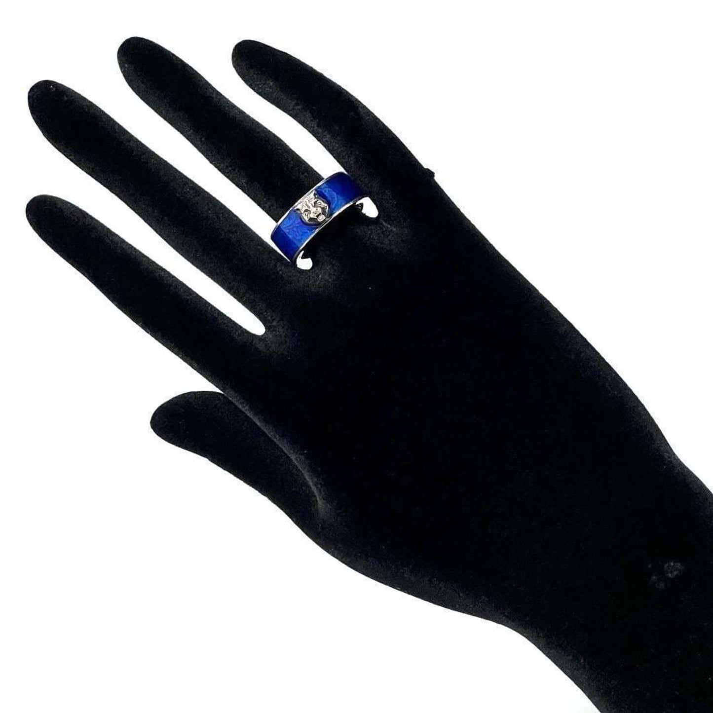 Gucci Blue Enamel Silver 925 Band Ring