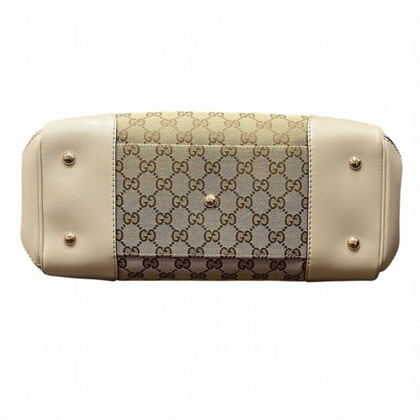 Gucci Beige Gg Canvas Leather Shoulder Bag Tote Bag